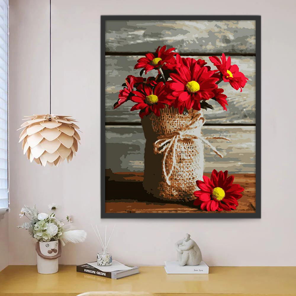 Rode Chrysanten Schilderen op Nummers