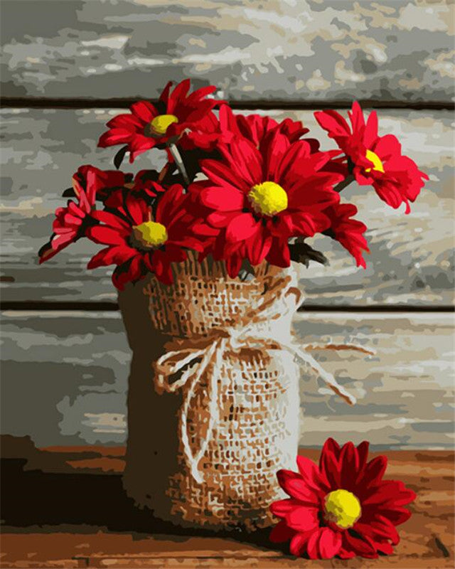 Rode Chrysanten Schilderen op Nummers