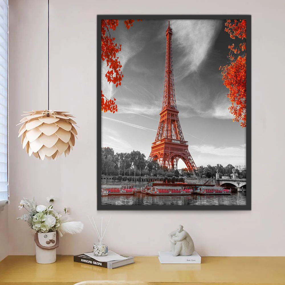 Rode Eiffeltoren Schilderen op Nummers