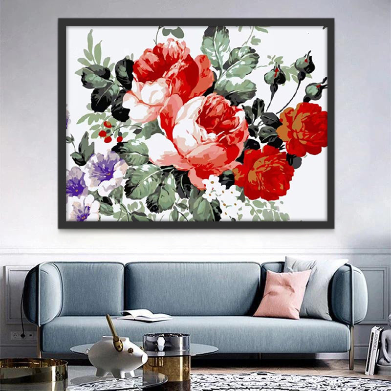 Rode en paarse bloemen Schilderen op Nummers