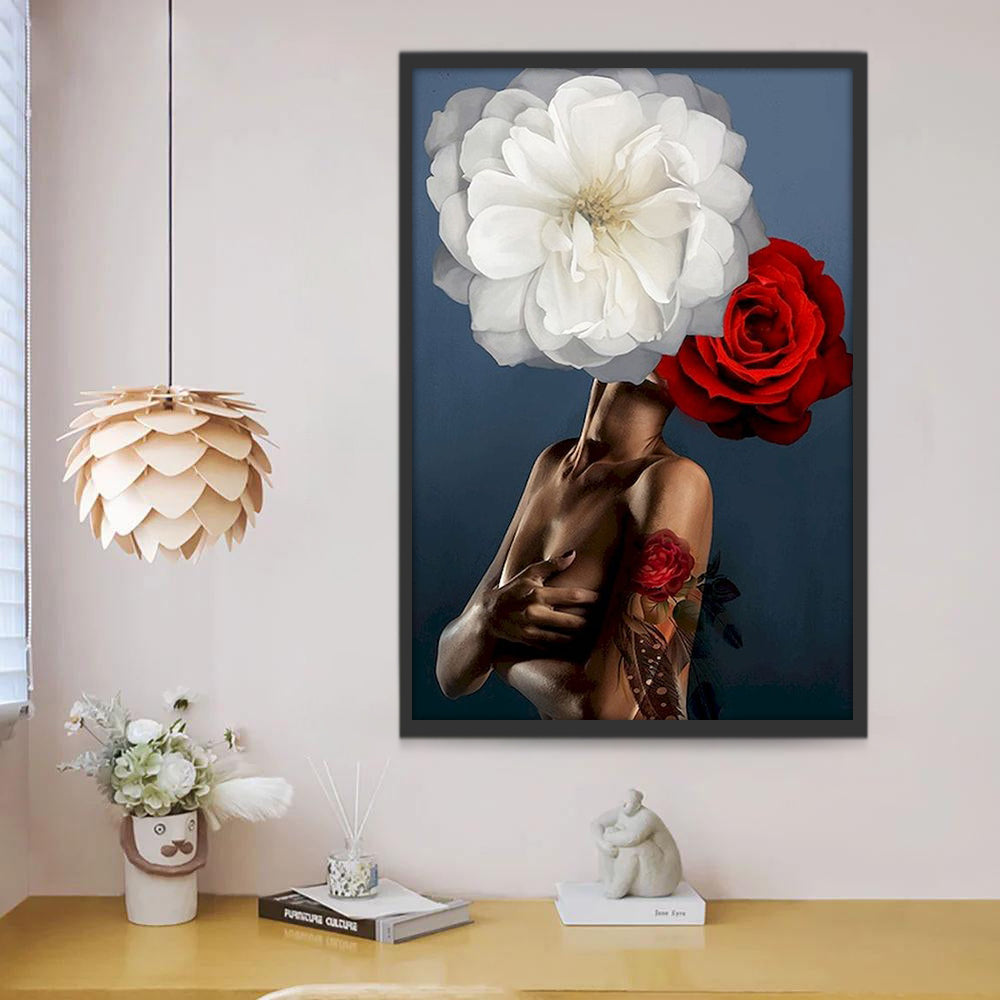 Rode en Witte Bloemen Schilderen op Nummers