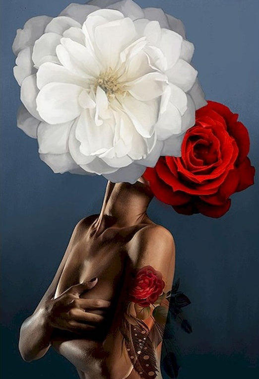 Rode en Witte Bloemen Schilderen op Nummers