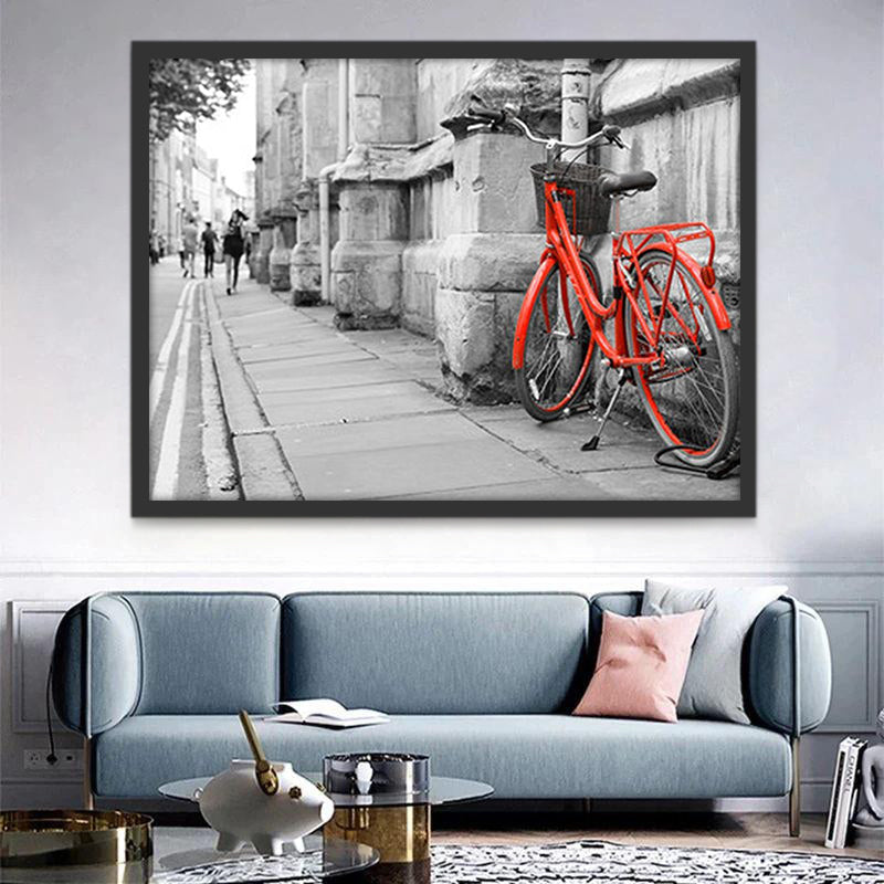 Rode Fiets aan de Muur Schilderen op Nummers