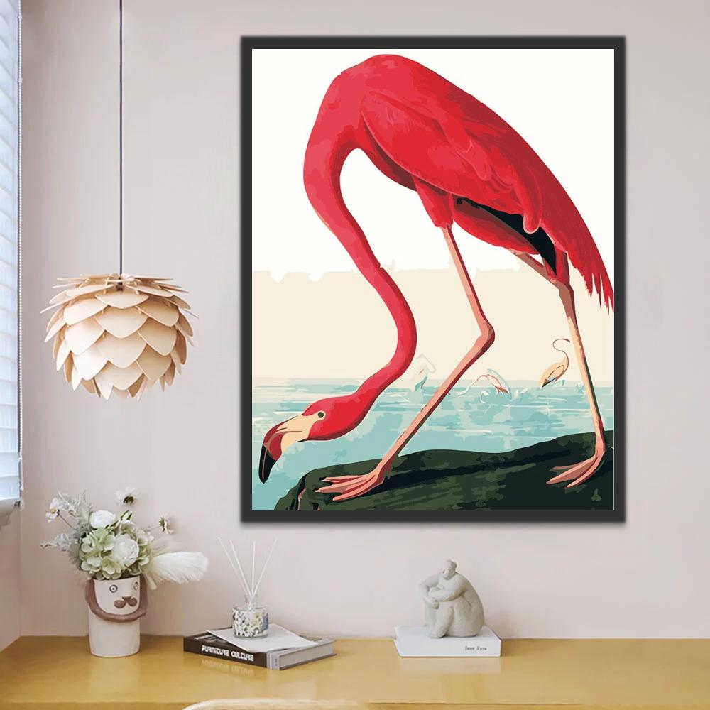 Rode Flamingo Drinken Schilderen op Nummers