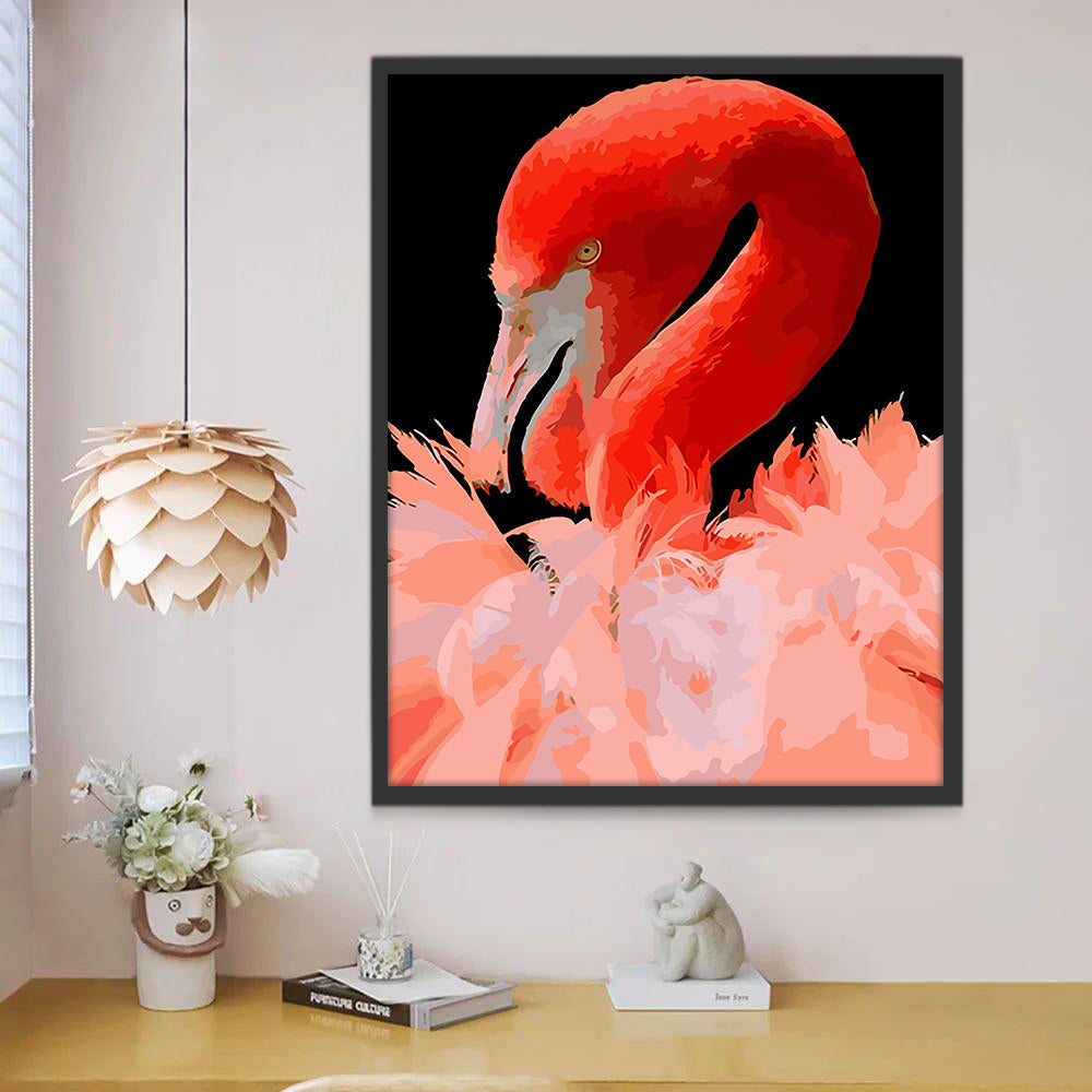 Rode Flamingo Schilderen op Nummers