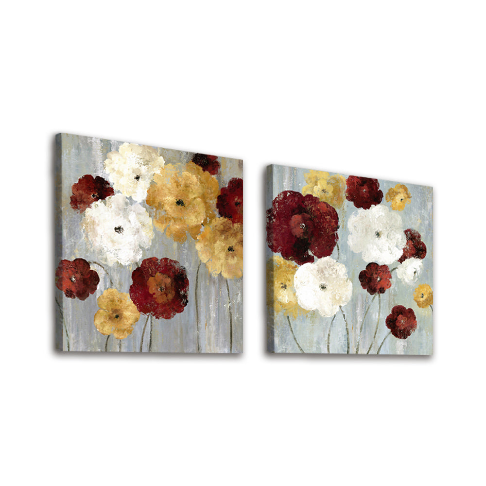 Rode, Gele en Witte Bloemen 2 Platen Schilderen op Nummers