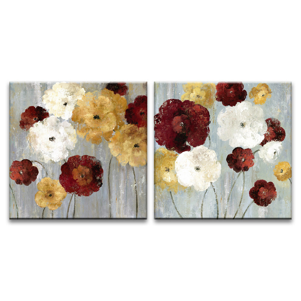 Rode, Gele en Witte Bloemen 2 Platen Schilderen op Nummers