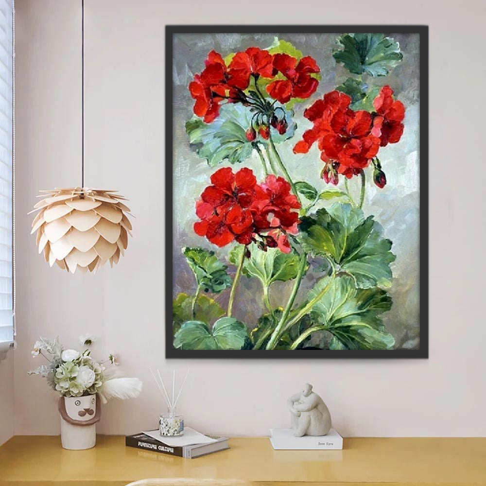 Rode Geranium Schilderen op Nummers