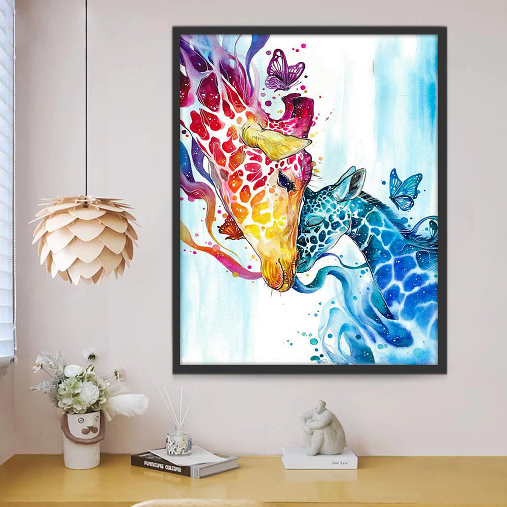 Rode Giraffe en Blauwe Giraffe Schilderen op Nummers