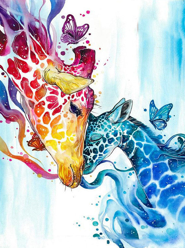 Rode Giraffe en Blauwe Giraffe Schilderen op Nummers