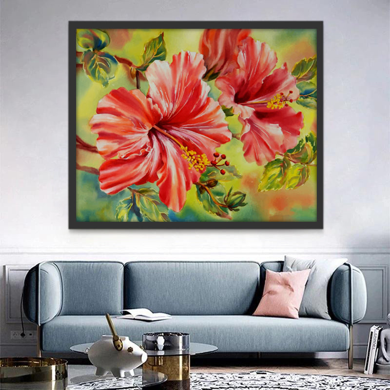 Rode Katoenroos Hibiscus Schilderen op Nummers