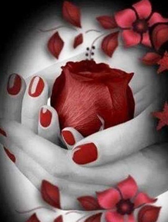 Rode Nagels en Rode Bloemen Schilderen op Nummers