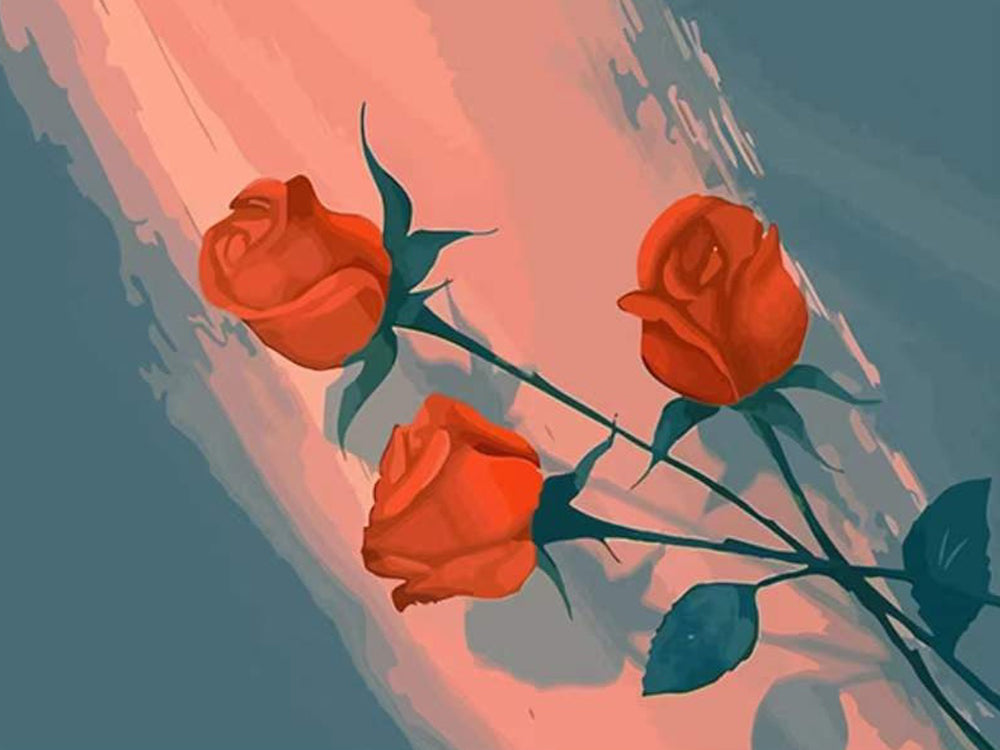 Rode Rozen in Licht en Schaduw Schilderen op Nummers