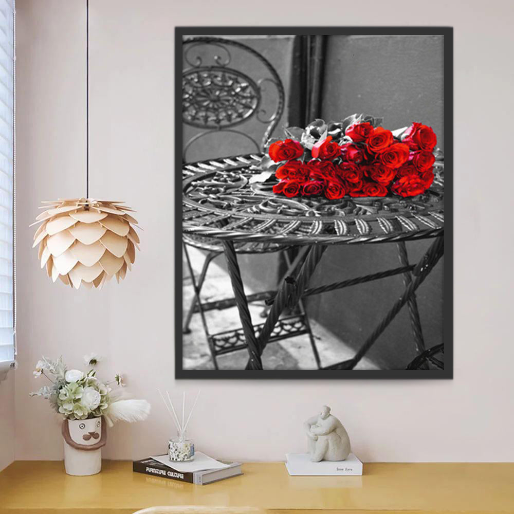 Rode Rozen op Tafel Schilderen op Nummers