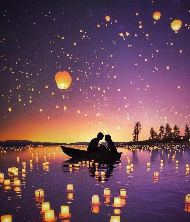 Romantisch Tafereel van Lichtjes op het Water Schilderen op Nummers