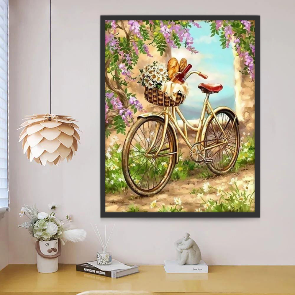 Romantische Fiets onder Bloemen Schilderen op Nummers