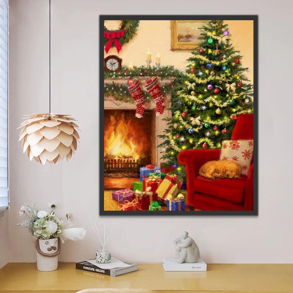 Romantische Kerstsfeer Schilderen op Nummers