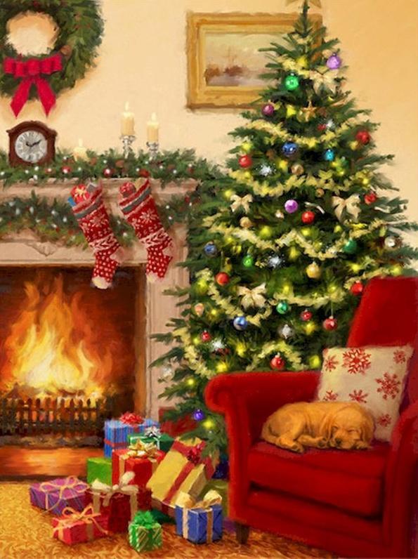 Romantische Kerstsfeer Schilderen op Nummers