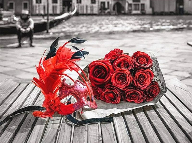 Rood Masker en Rode Rozen Schilderen op Nummers