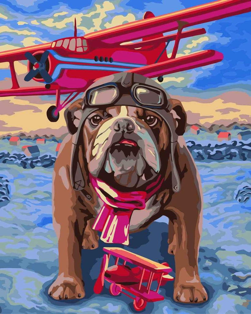 Rood Vliegtuig en Bruin Shar Pei Schilderen op Nummers