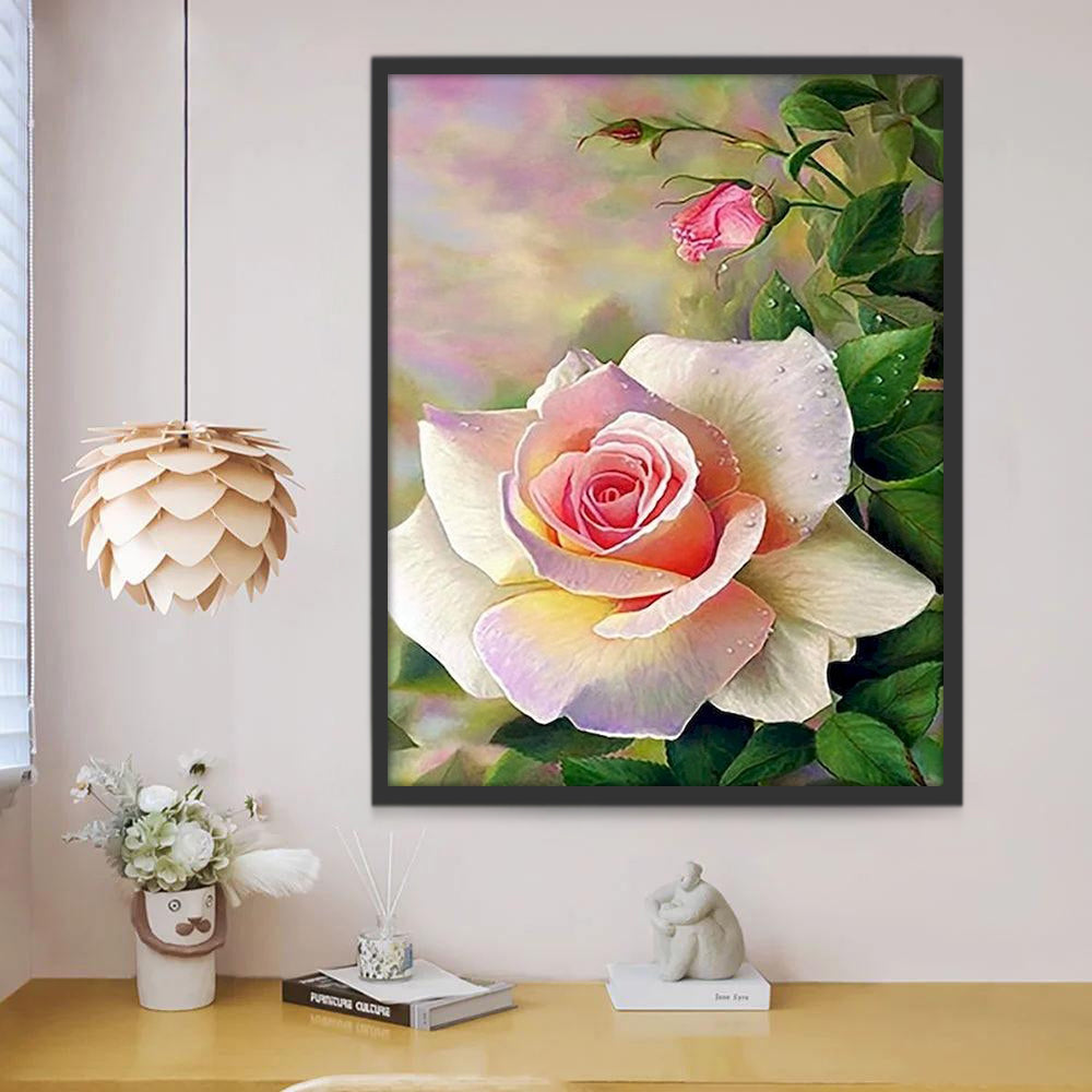 Roze Bloemen en Groene Bladeren Schilderen op Nummers