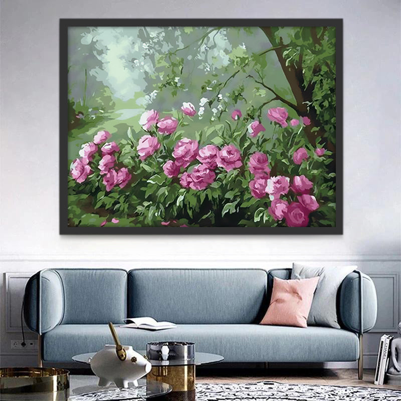 Roze Bloemen in het Bos Schilderen op Nummers