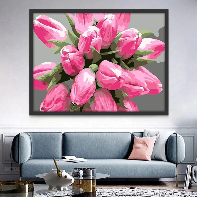 Roze Bloemen in Knop Schilderen op Nummers