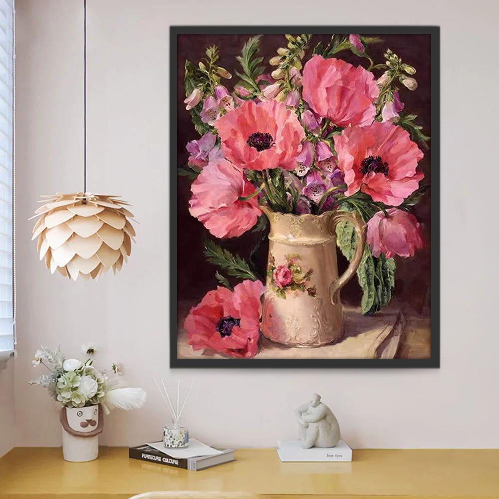 Roze bloemen Schilderen op Nummers