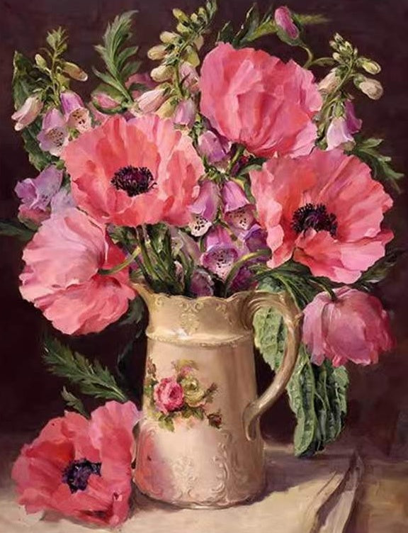 Roze bloemen Schilderen op Nummers