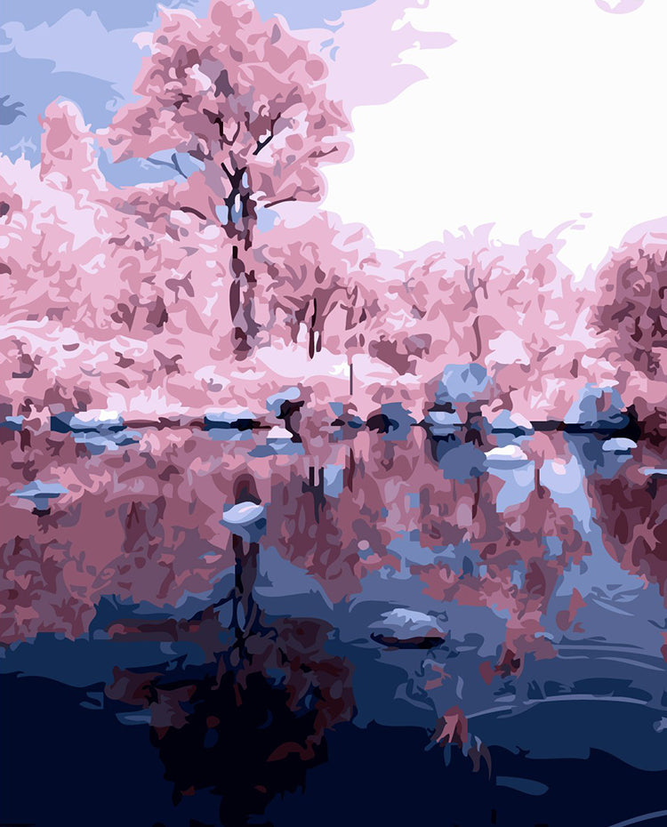 Roze Bomen en Meer Schilderen op Nummers