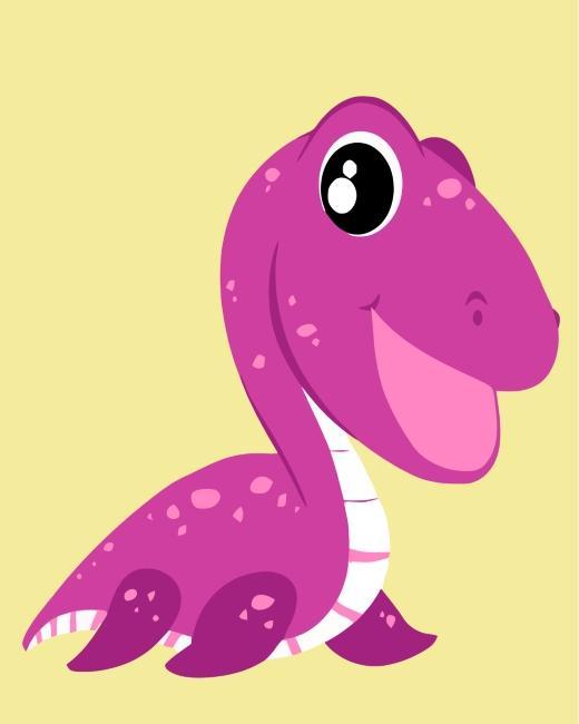 Roze Cartoon Dinosaurus Schilderen op Nummers Kinderen