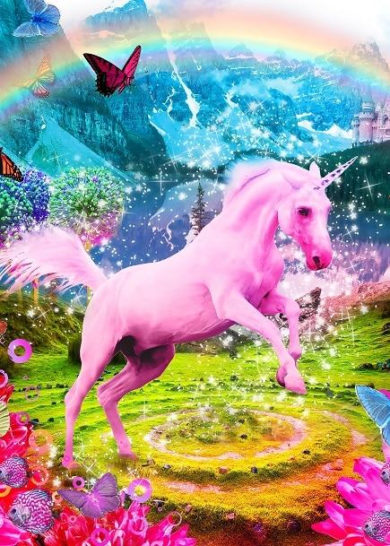 Roze Eenhoorn onder de Regenboog Schilderen op Nummers