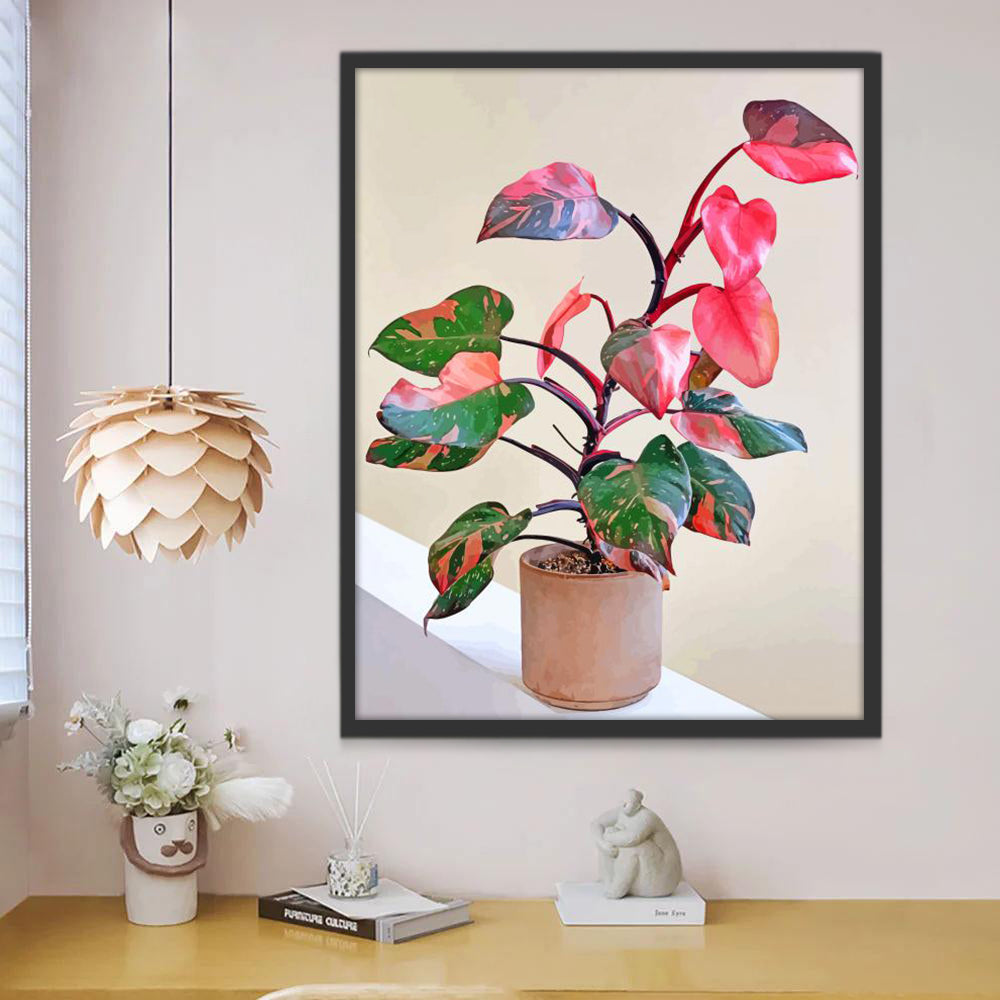 Roze en Groene Bladeren Schilderen op Nummers