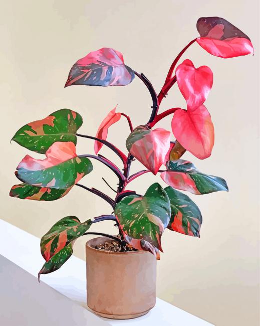 Roze en Groene Bladeren Schilderen op Nummers