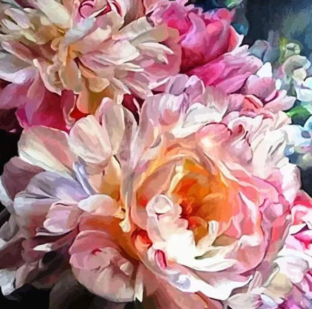 Roze en paarse bloemen Schilderen op Nummers