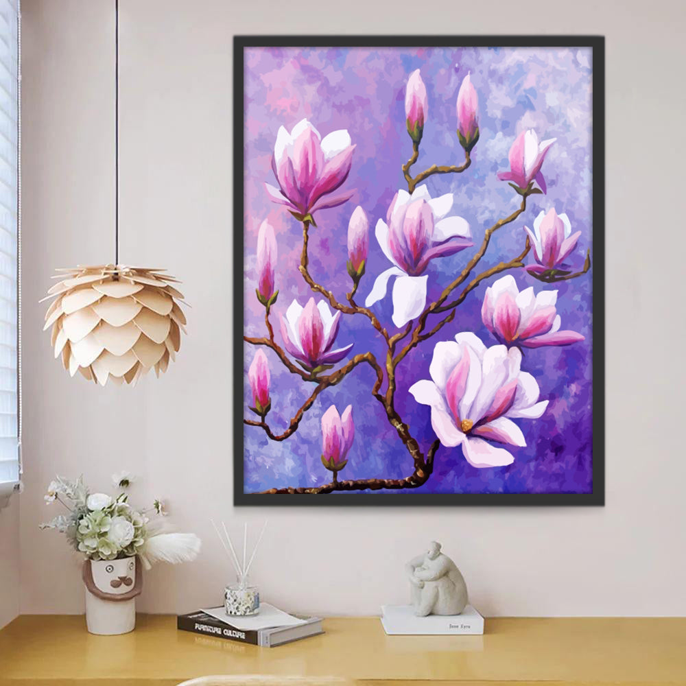 Roze en paarse magnolia's Schilderen op Nummers