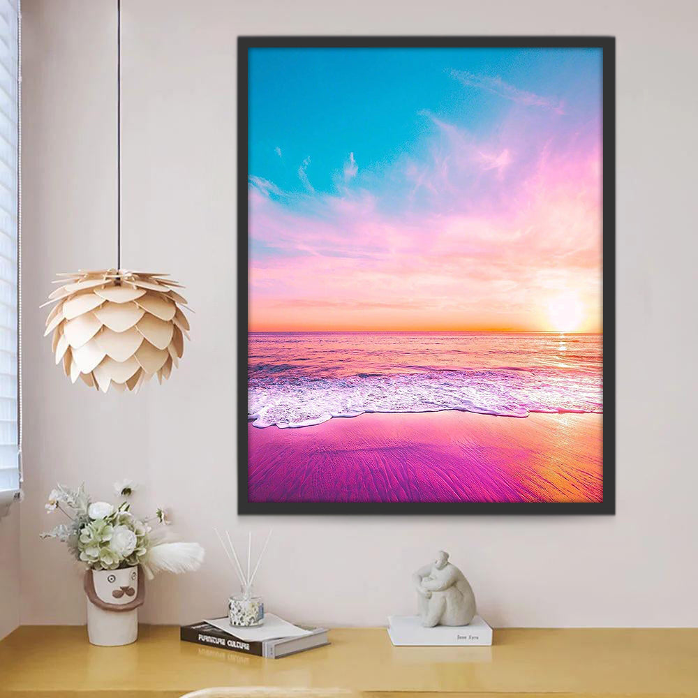 Roze en Paarse Wolken en Zee Schilderen op Nummers