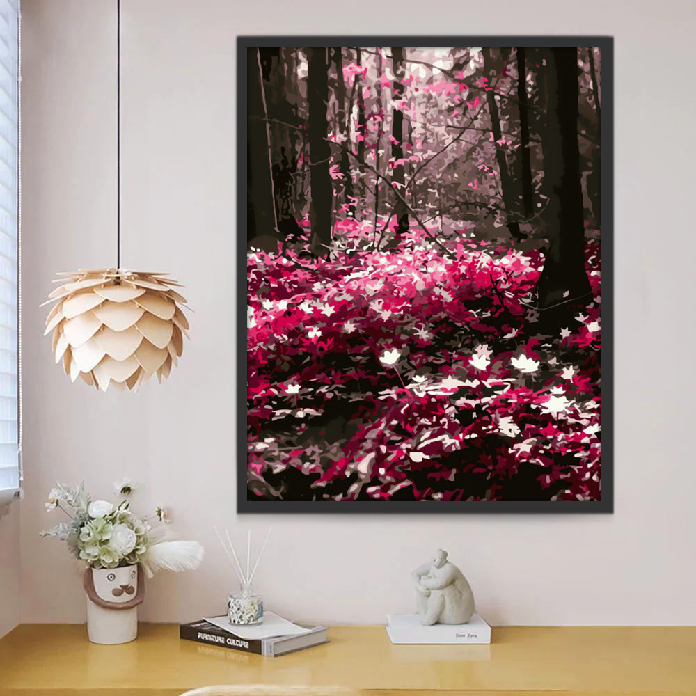 Roze en Witte Bladeren Schilderen op Nummers