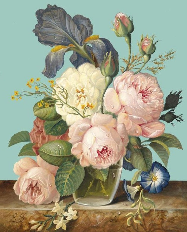 Roze en witte potbloemen Schilderen op Nummers
