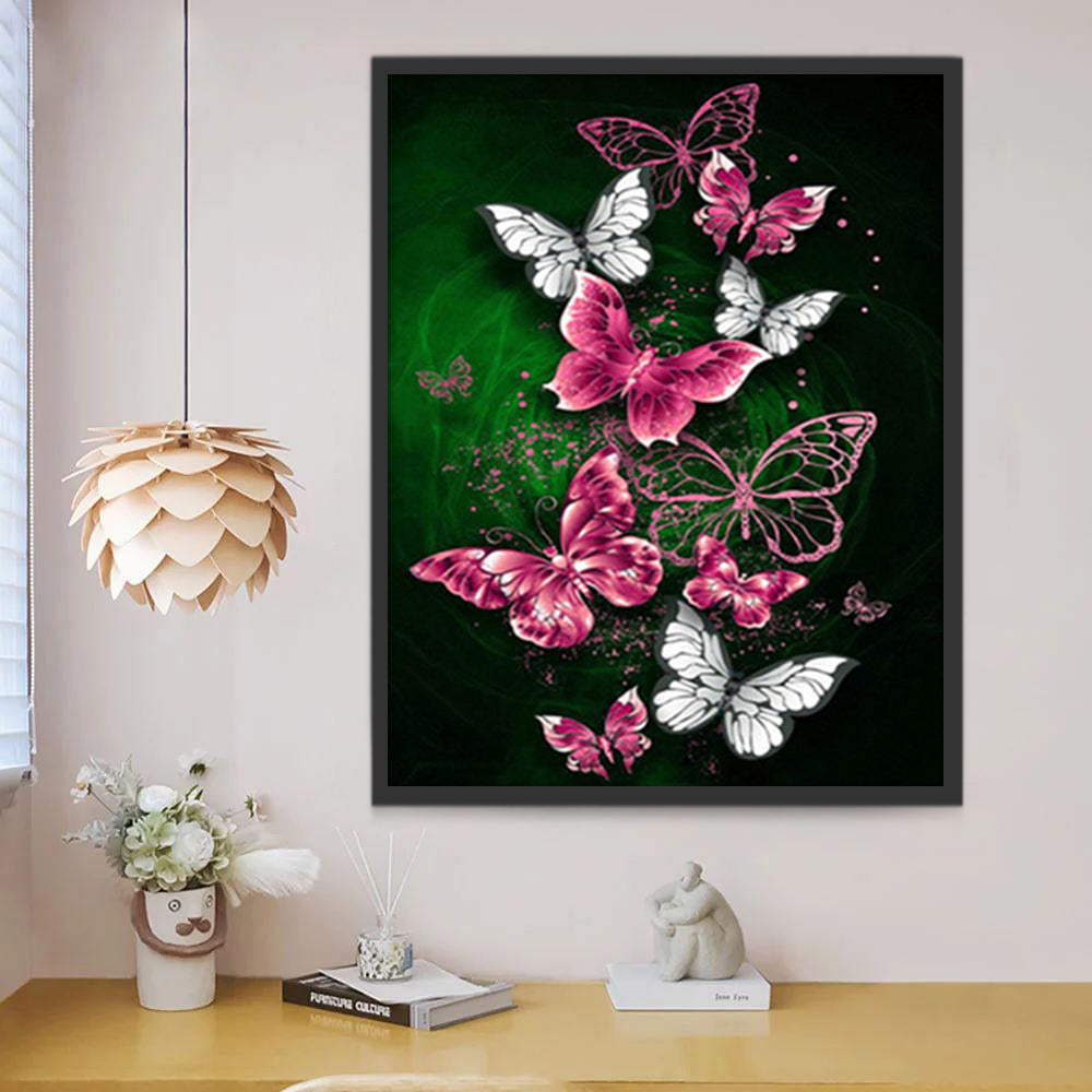 Roze en Witte Vlinders Schilderen op Nummers