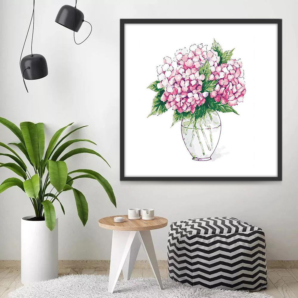Roze Hortensia in Vaas Schilderen op Nummers
