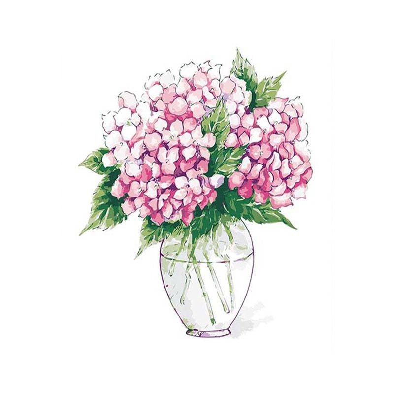 Roze Hortensia in Vaas Schilderen op Nummers