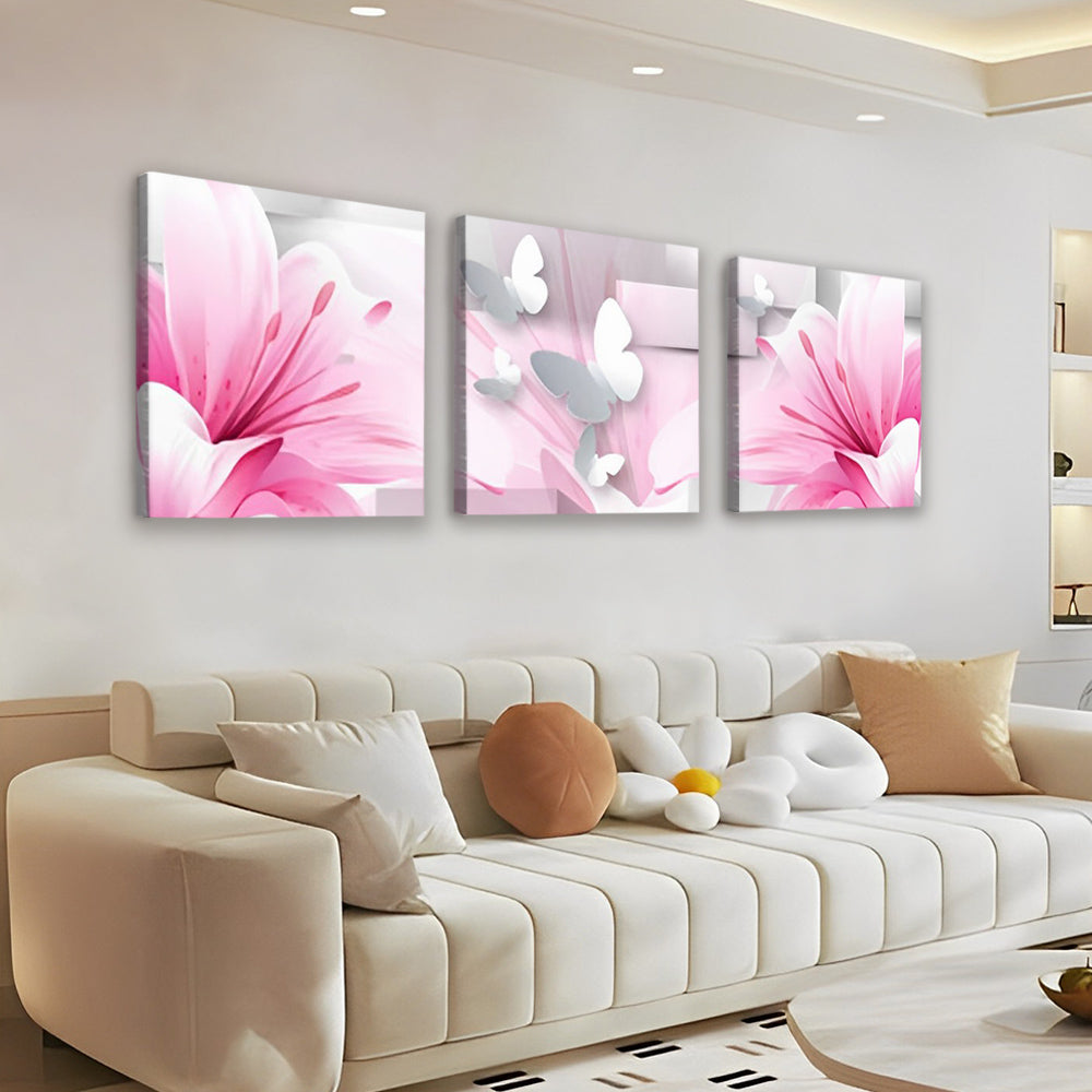 Roze Lelies 3 Platen Schilderen op Nummers