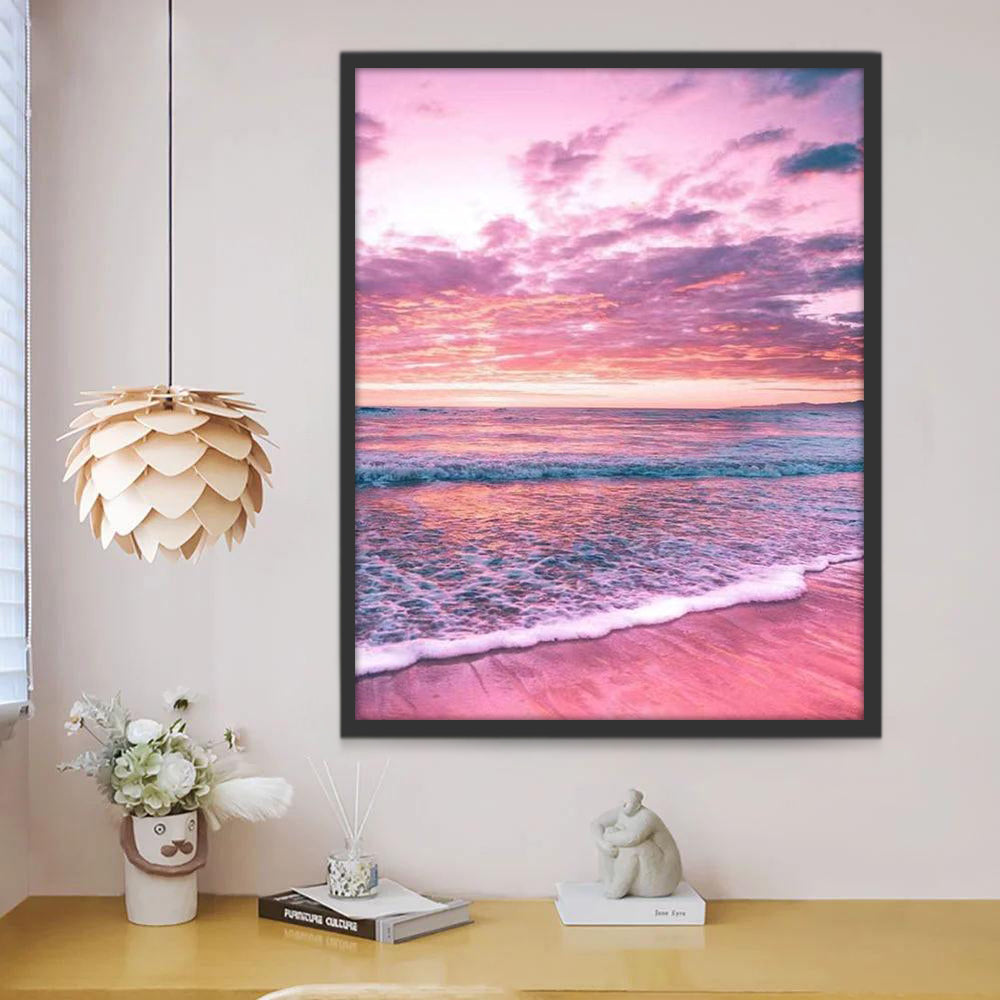 Roze Lucht en Strand Schilderen op Nummers