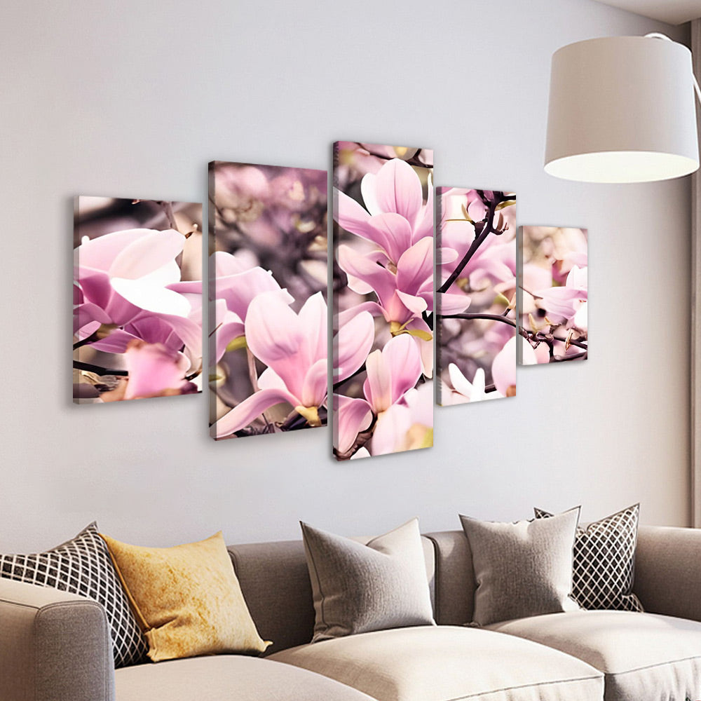 Roze Magnolia's 5 Platen Schilderen op Nummers