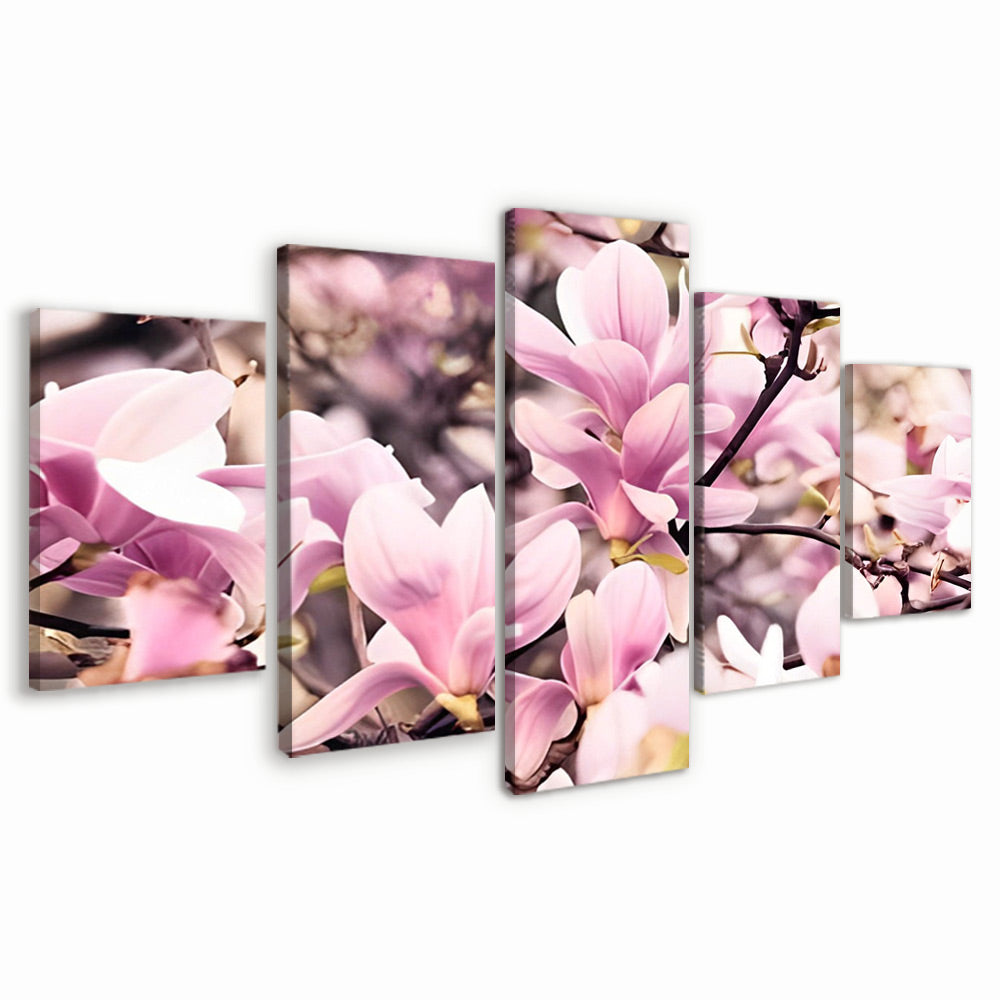 Roze Magnolia's 5 Platen Schilderen op Nummers
