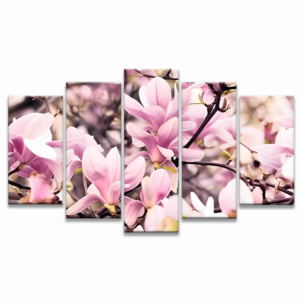 Roze Magnolia's 5 Platen Schilderen op Nummers
