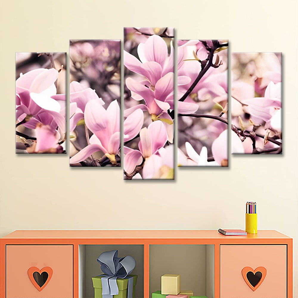 Roze Magnolia's 5 Platen Schilderen op Nummers