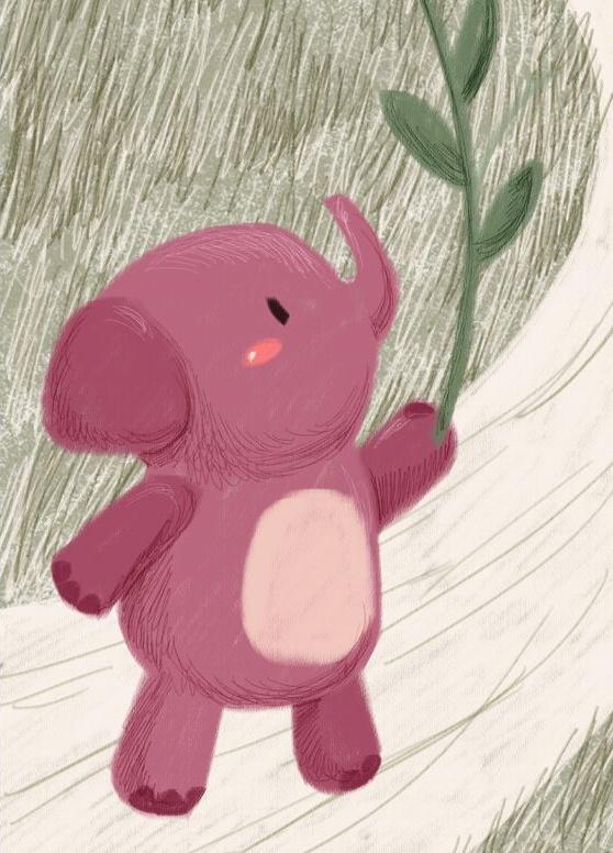Roze Olifant met Tak Schilderen op Nummers Kinderen
