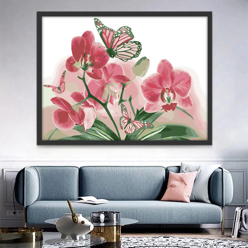 Roze Phalaenopsis en Vlinders Schilderen op Nummers